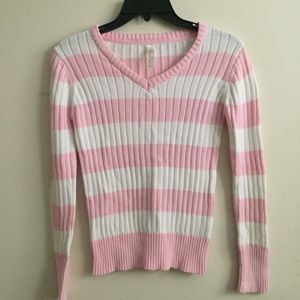 Pink and White Sweater